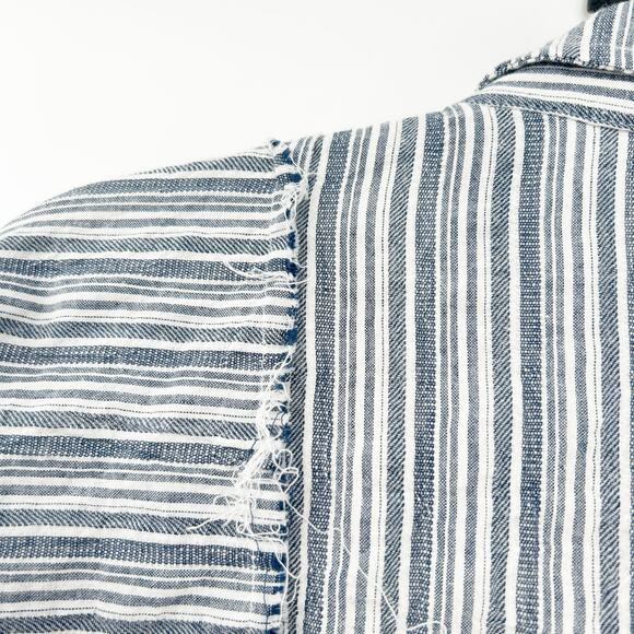 Gimmicks BKE Womens Boho Coastal Striped Lace Long Sleeve Button Up Shirt Size M - Picture 7 of 8